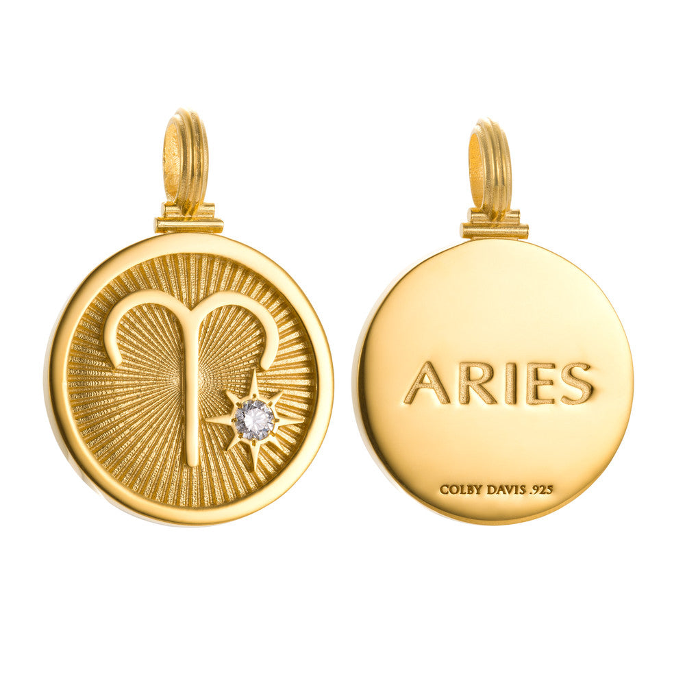 Colby Davis Pendant: Aries Zodiac – Gold Vermeil