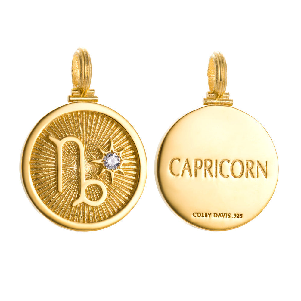 Colby Davis Pendant: Capricorn Zodiac – Gold Vermeil