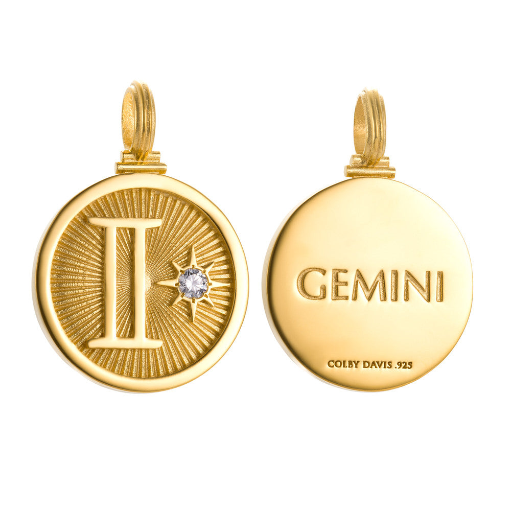 Colby Davis Pendant: Gemini Zodiac – Gold Vermeil