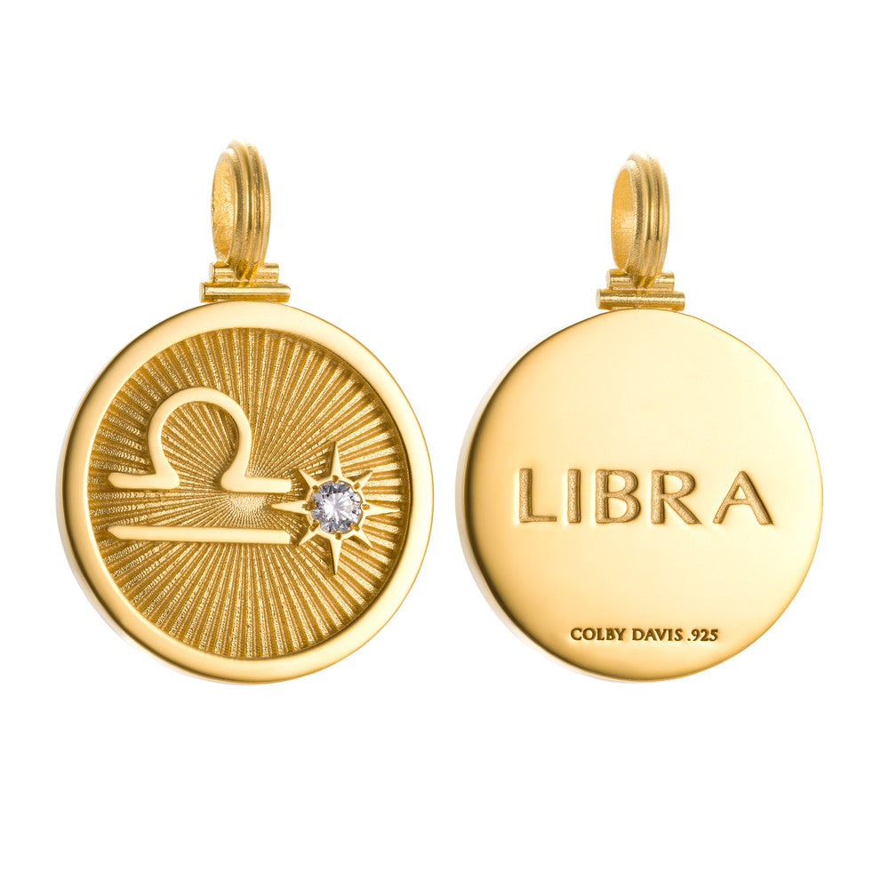 Colby Davis Pendant: Libra Zodiac – Gold Vermeil