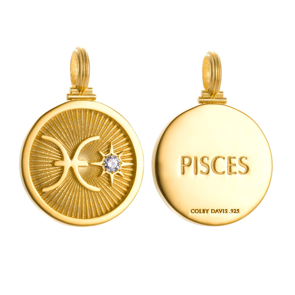 Colby Davis Pendant: Pisces Zodiac – Gold Vermeil