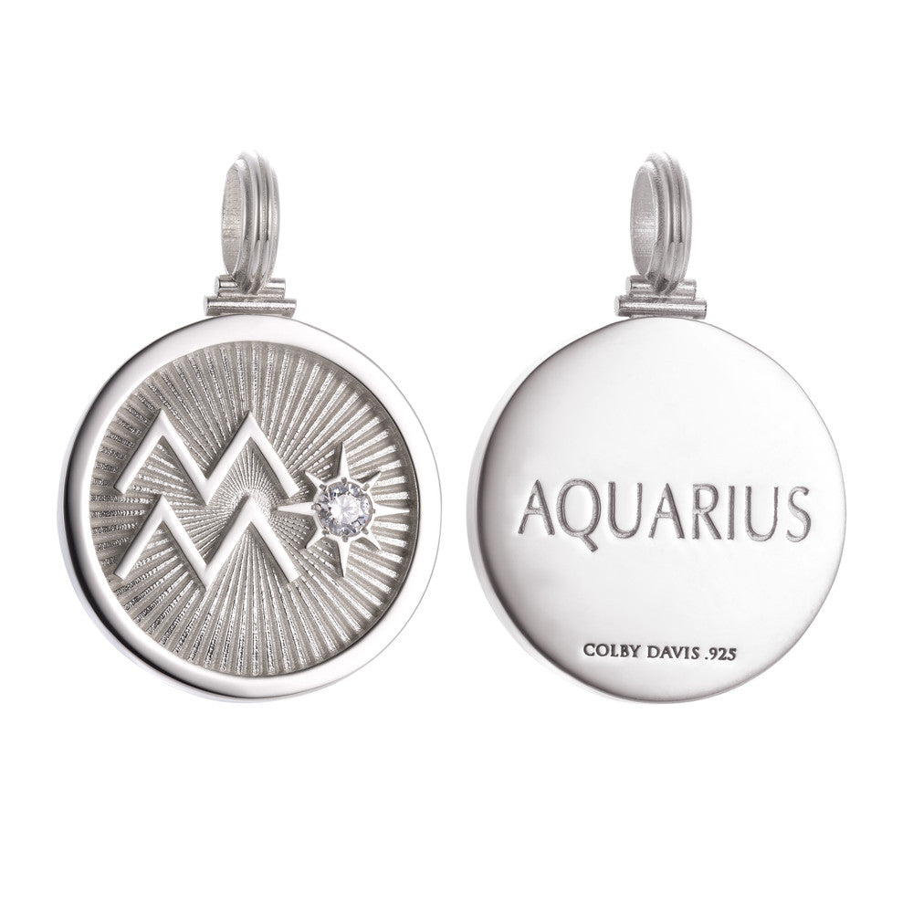 Colby Davis Pendant: Aquarius Zodiac - Sterling Silver