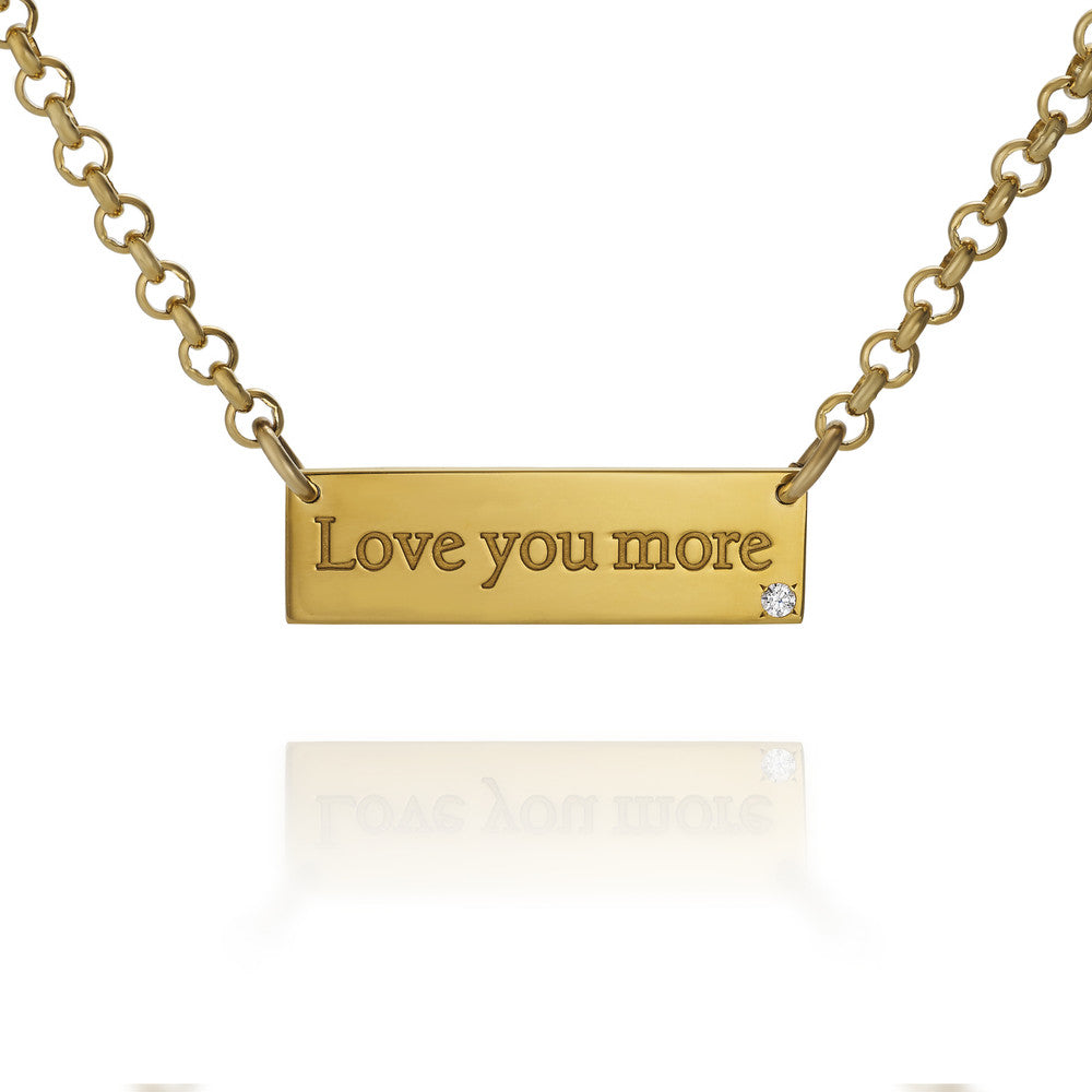 "Love You More" Bar Necklace - Gold Vermeil