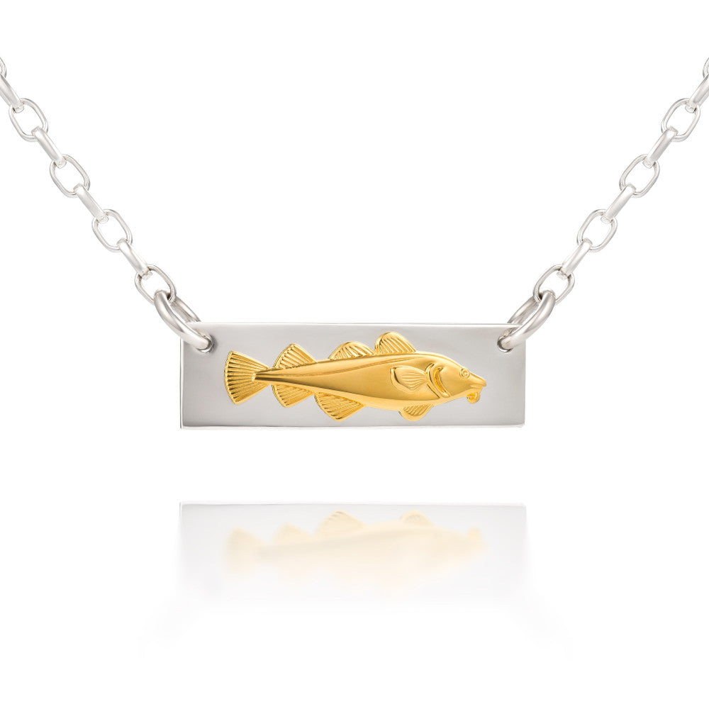 Golden Cod Bar Necklace - Sterling Silver & Gold Vermeil