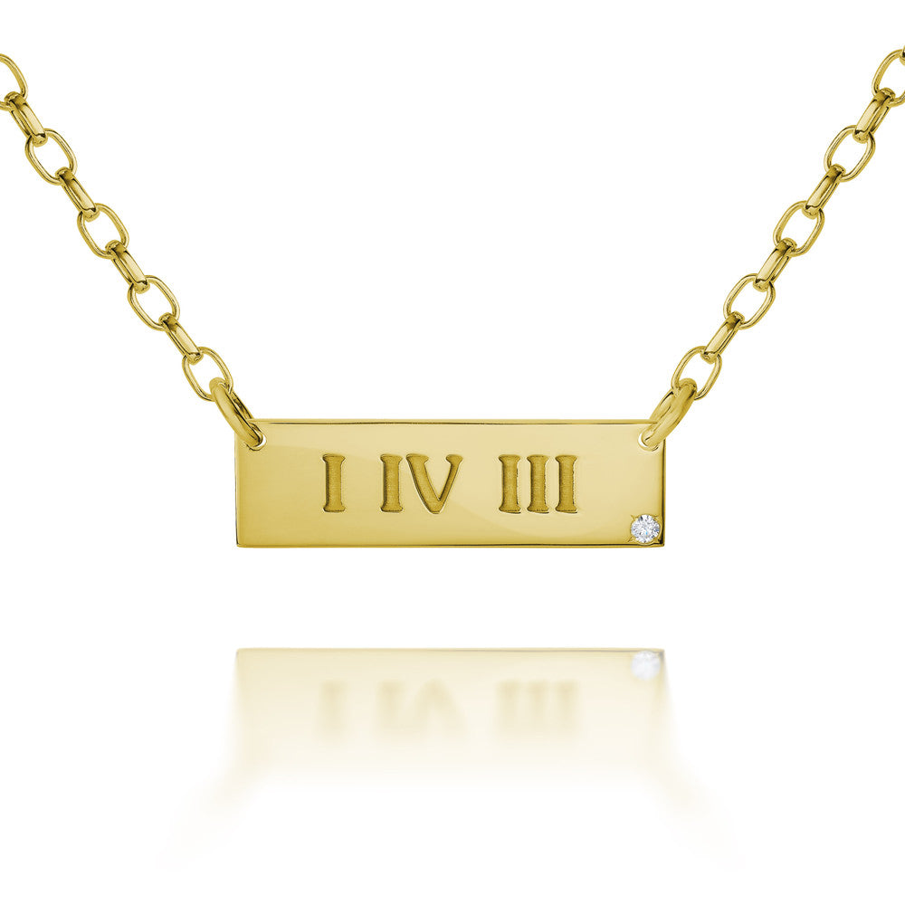 I IV III Bar Necklace - Gold Vermeil