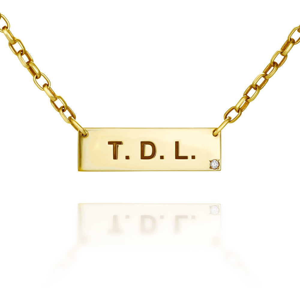 Initial Bar Necklace -  Gold Vermeil