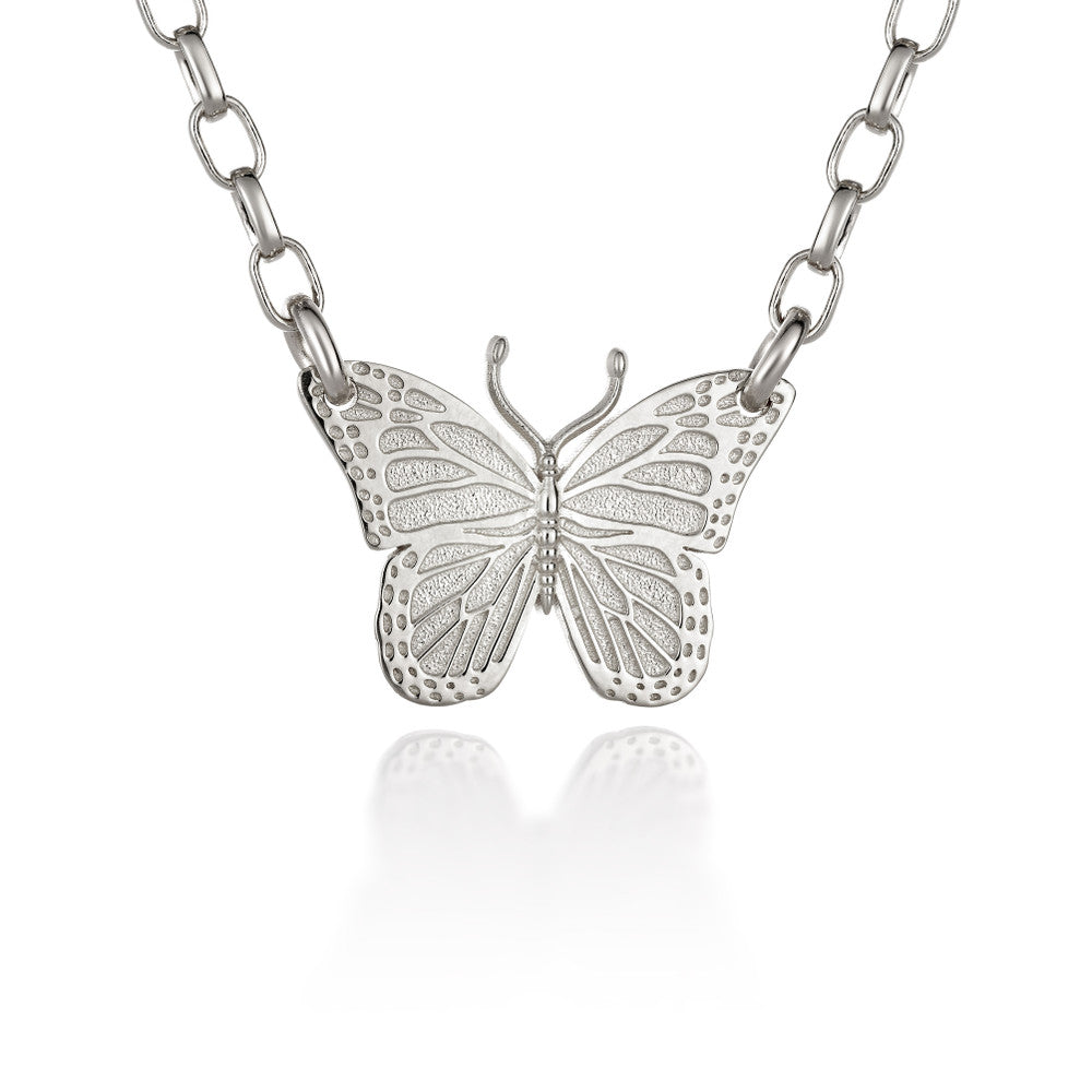 Butterfly Sterling Silver Bar Necklace