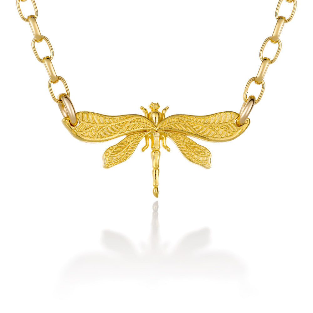 Dragonfly Gold Vermeil Bar Necklace
