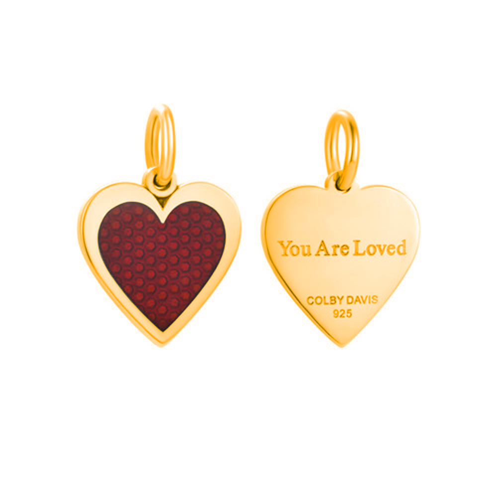 Colby Davis Pendant: You Are Loved Heart - Gold Vermeil