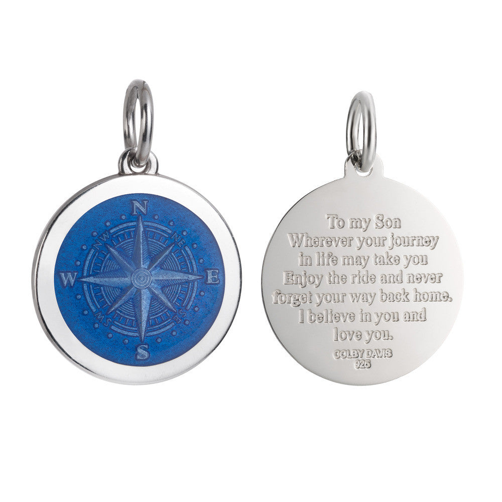 Colby Davis Pendant: Medium Mother's Compass for Son - Sterling Silver