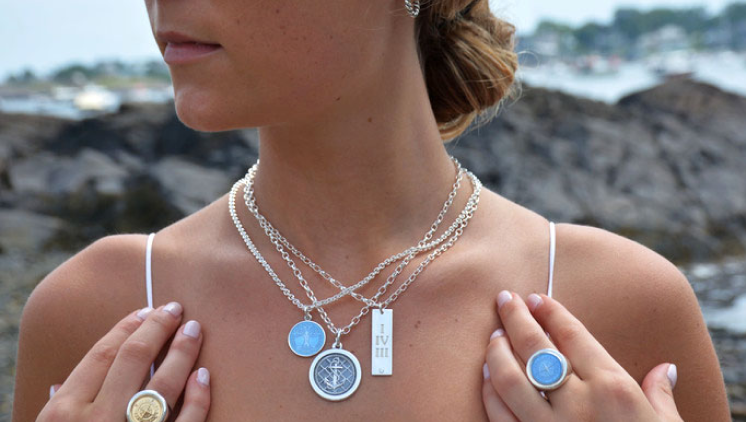 St. Christopher Necklace in Two Tone Blue // Get Back Necklaces